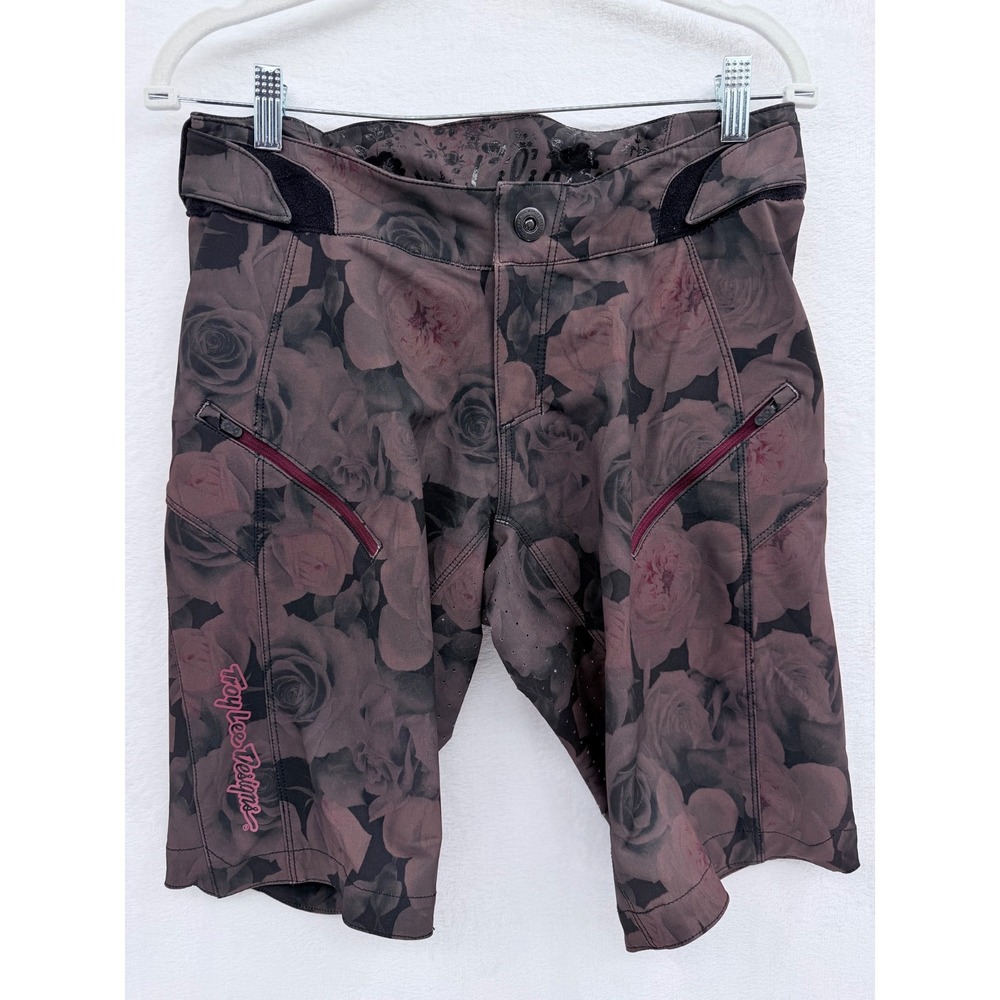 Troy Lee Designs Lilium Womens MTB Shorts Small Gray Pink Dark Floral Rose